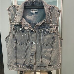 Vigoss Gray Studded Denim Vest